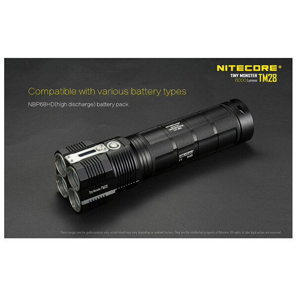 Φακος LED Nitecore Tiny Monster Tm28 6000lm 4ximr18650 Prot Board