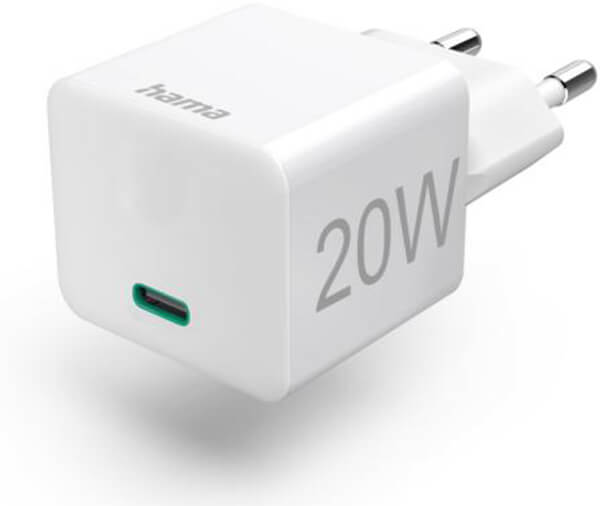 Hama 201650 Fast Charger Usb C Pd Qualcomm Mini Charger 20 W White