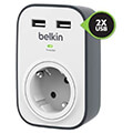 belkin surgecube 1 outlet surge protector with 2 x 24a shared usb charging extra photo 1