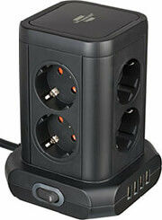 brennenstuhl 1153560000 socket tower 8 fold with 4 usb 2m black photo