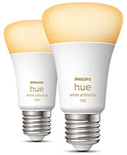 philips hue led lamp e27 2 pack set 8w 800lm white ambiance photo