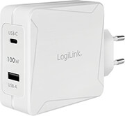 logilink pa0281 dual usb power socket adapter 1x usb c pd 1x usb a 100w white photo