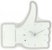 nextime clock 5185wi mini thumbs up 205x21cm wall white silver photo