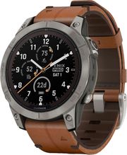 rolo garmin fenix 7 pro sapphire solar titanium with chestnut leather photo