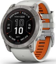 rolo garmin fenix 7x pro sapphire solar titanium with fog gray and ember orange photo