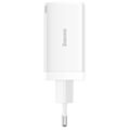 baseus wall charger gan5 pro 2x type c usb 65w type c cable white extra photo 1