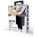 gembird 2 port 20 w usb fast charger black extra photo 6