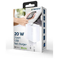 gembird 2 port 20 w usb fast charger white extra photo 5