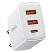 baseus wall compact quick charger 2xusb type c pd 3a 30w white photo