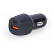 gembird 2 port usb car fast charger type c pd 18 w black photo