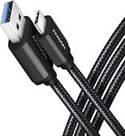 axagon bucm3 am10ab cable usb c usb a 1m usb 32 gen 1 3a alu braid black photo