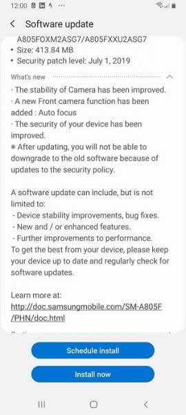 samsung galaxy a80 new update